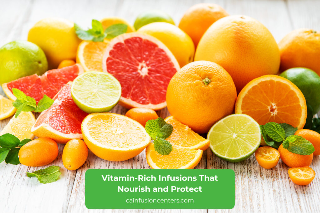 Fresh oranges, limes, and grapefruits symbolizing vitamin C, antioxidants, and immune wellness nutrients.
