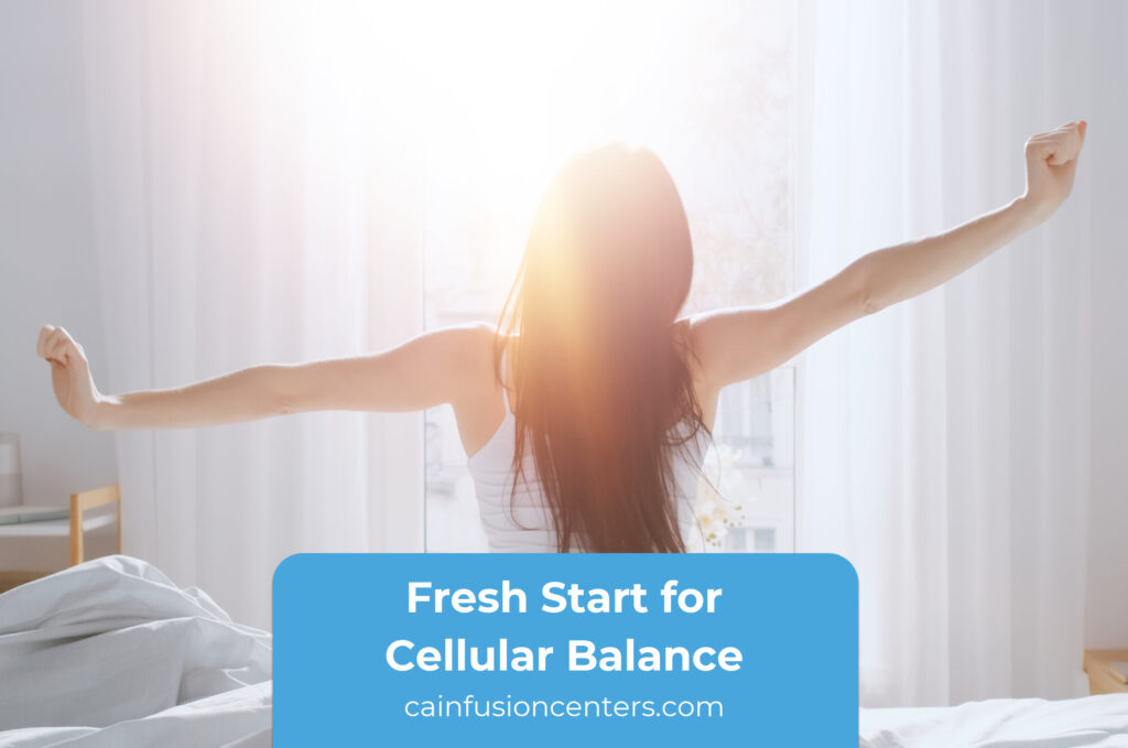 Woman stretching toward soft morning sunlight symbolizing natural vitality and refreshed energy.