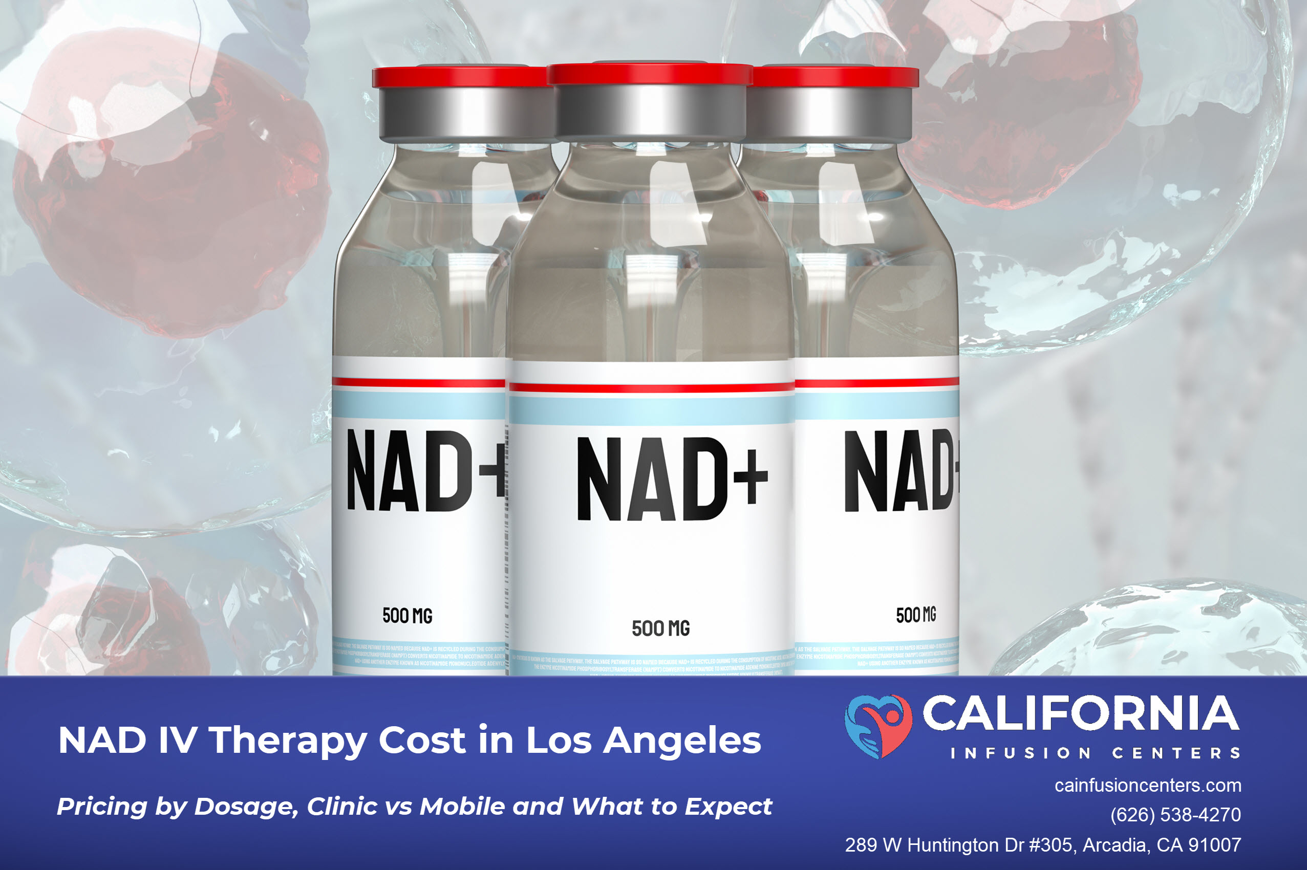 NAD IV therapy vials showing dosage amounts used in clinical NAD infusion treatments for cellular energy and longevity support.